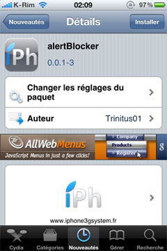 121 Cydia   alertBlocker : Bloquer les popup et badges des applications natives de liOS