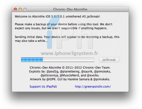 Absinthe 500x383 TUTO Jailbreak Untethered iPhone 4S / iPad 2 iOS 5.0 / 5.0.1