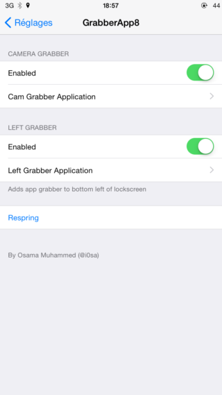 AppGrabber8 320x569 [Cydia] GrabberApp8 : modifier le grabber de lécran verrouillé