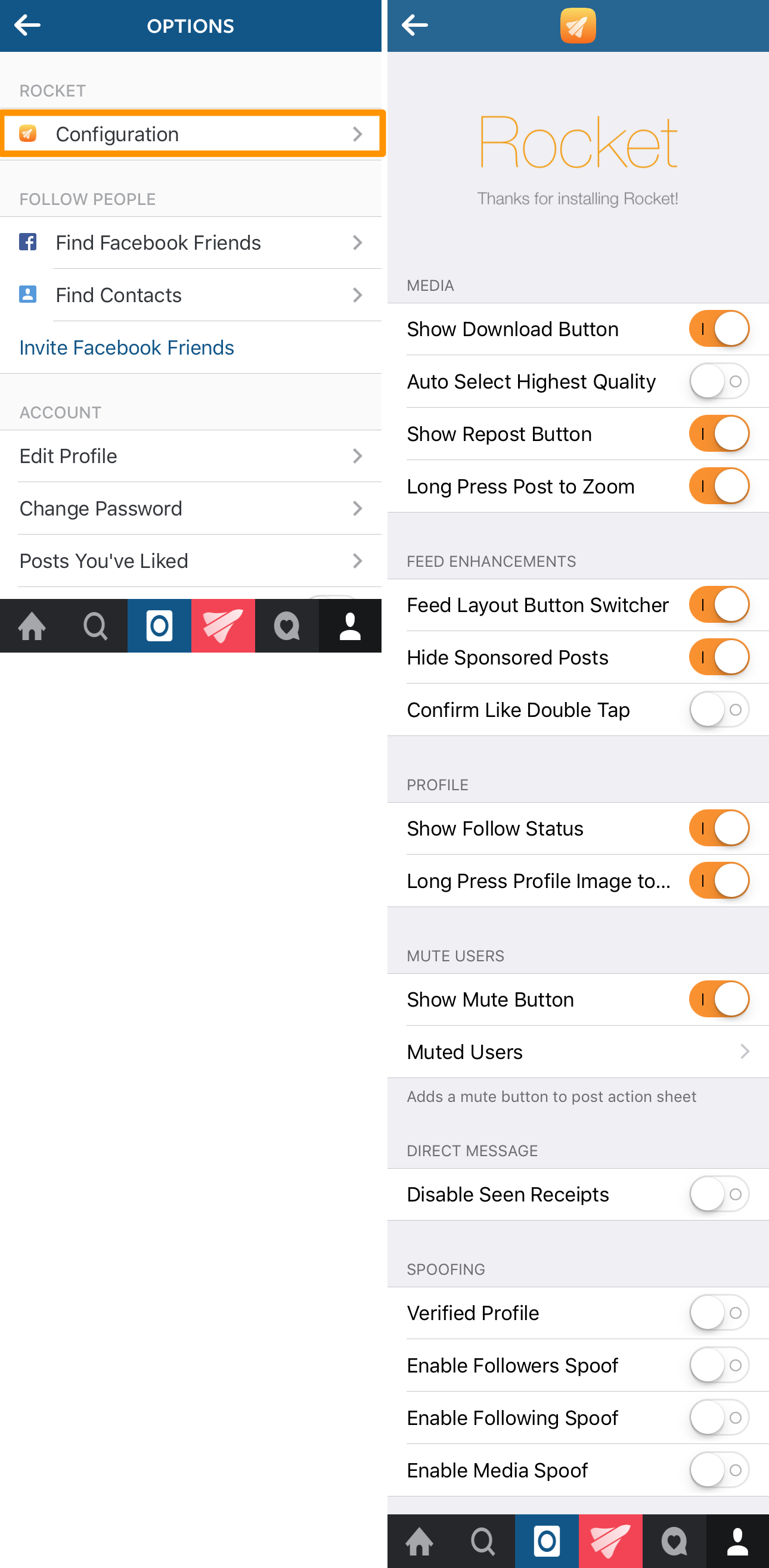 rocket-for-instagram-configuration