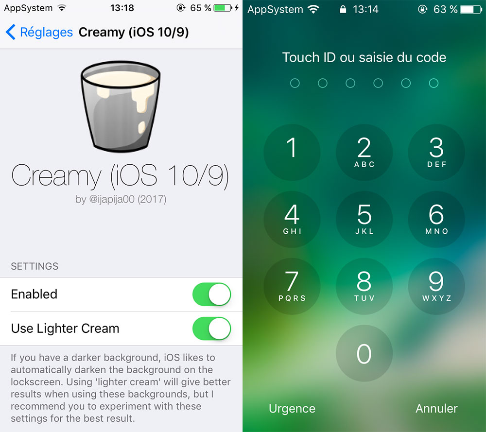 Clavier de déverrouillage d'iOS 11 sur iOS 10