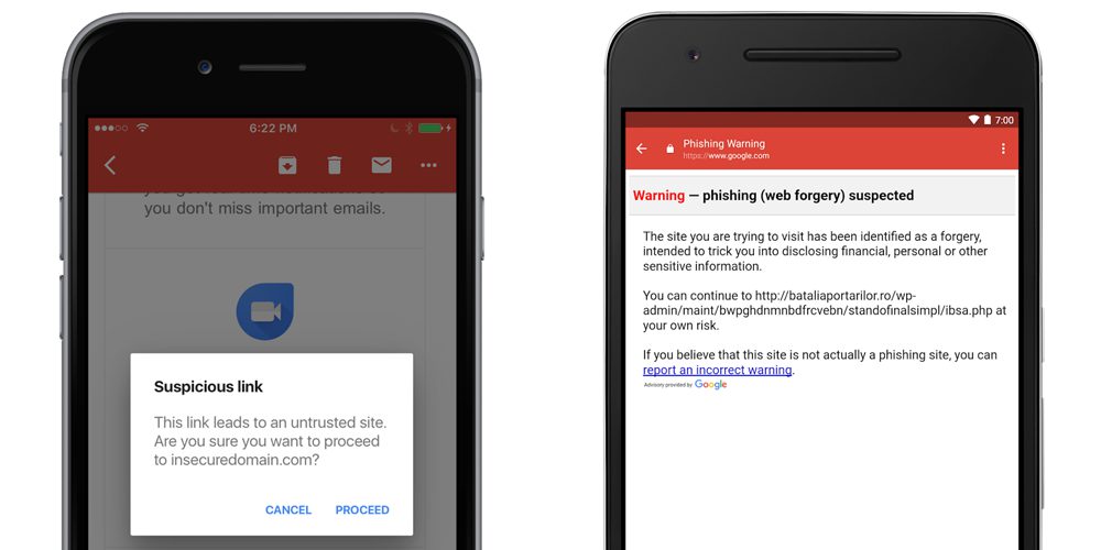 Gmail pour iOS vous averti en cas de mail suspicieux