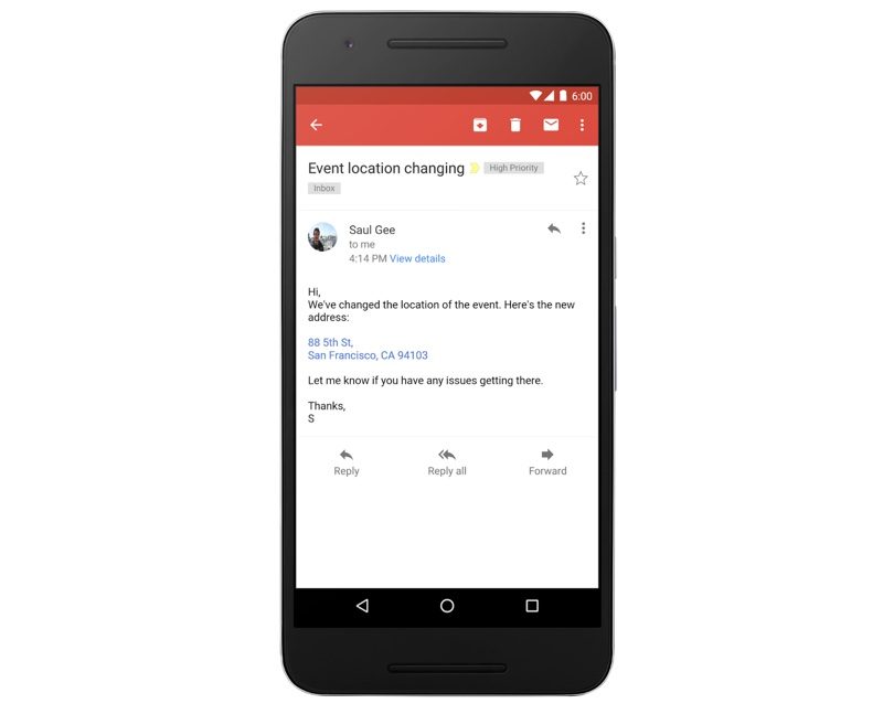 Gmail convertit maintenant les numéros de téléphone et adresses en hyperlien sur iOS