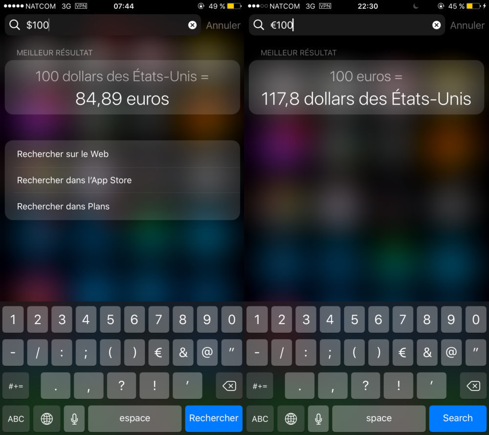 Comment convertir des devises et des unités avec Spotlight sur iPhone