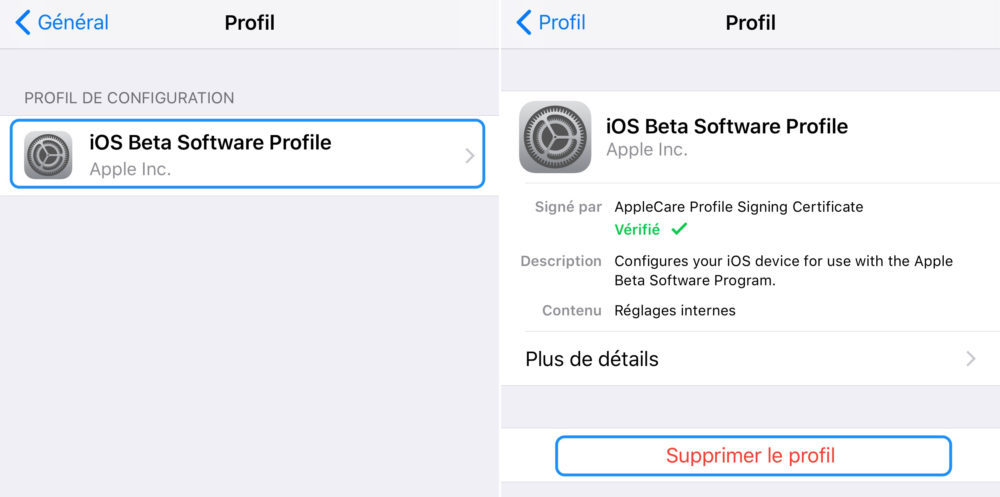 passer d'une version bêta à une version finale d'iOS 11
