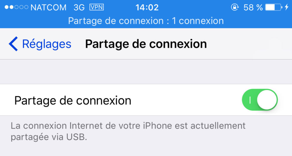 Partager la connexion internet d'un iPhone