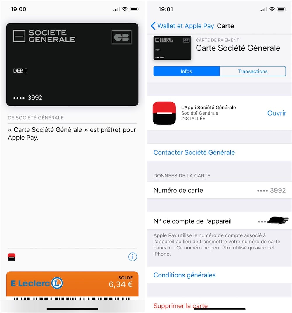 cartes Société Générale sur Apple Pay