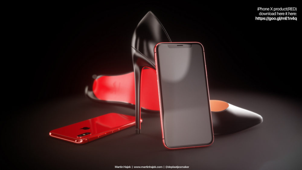 Concept qui mêle iPhone X rouge et Louboutins 