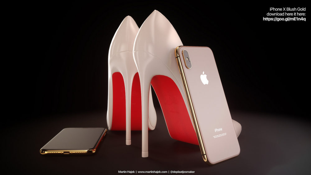 Concept qui mêle iPhone X rouge et Louboutins 