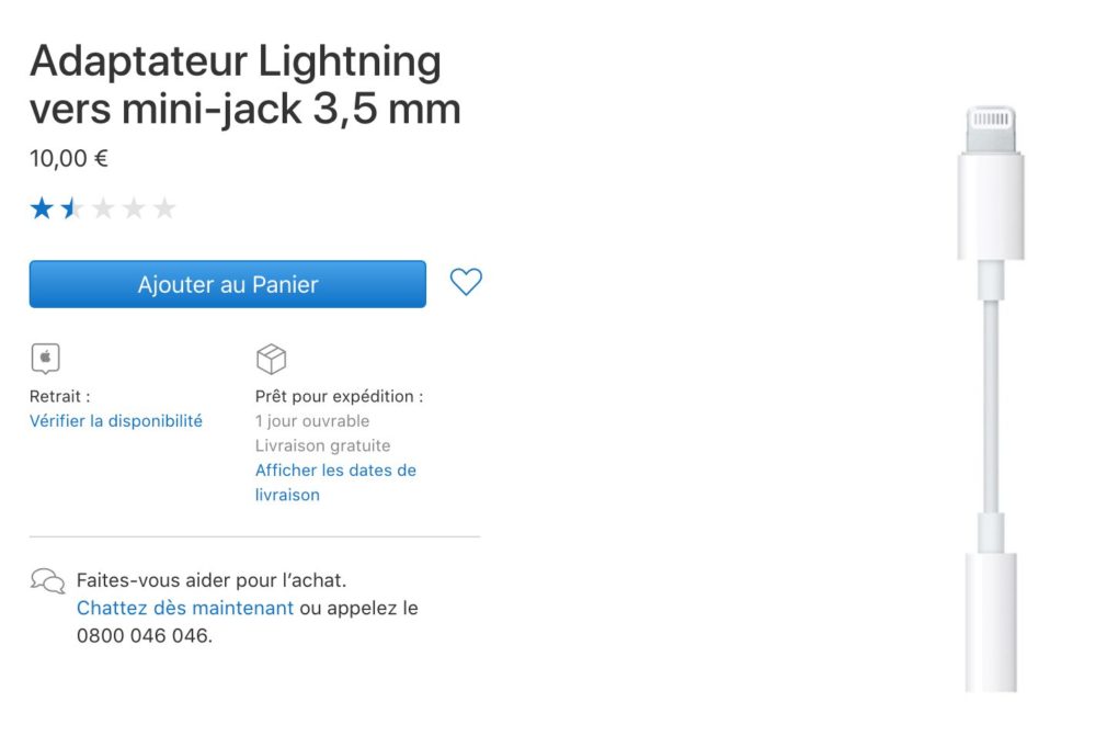 Apple ne fournit plus d'adaptateur Jack