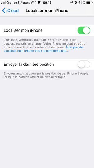 Activer Localiser mon iPhone