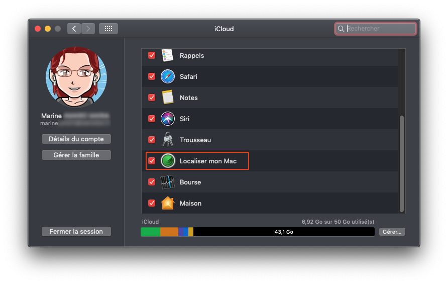 Activer Localiser mon Mac