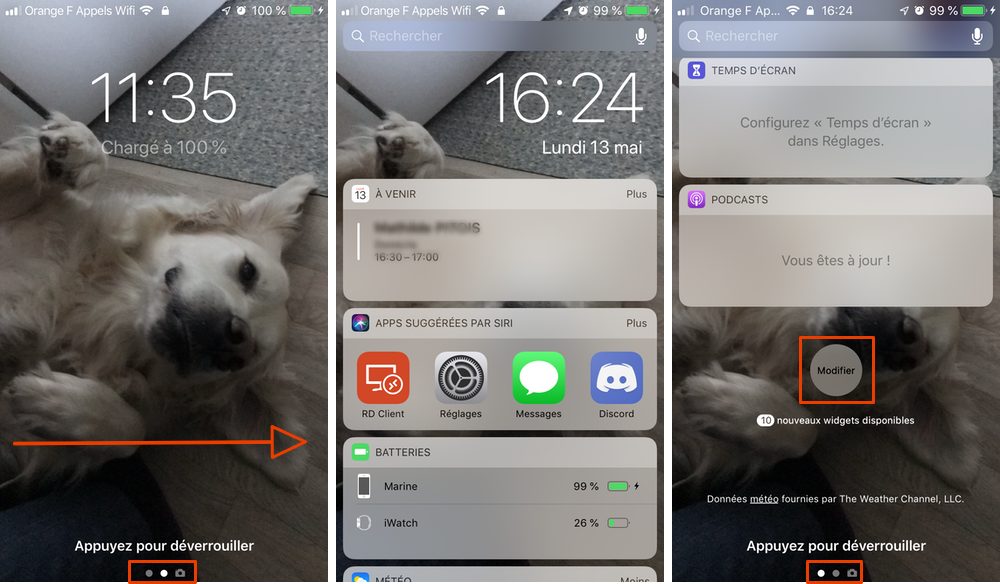 Affichage du jour sur l'écran verrouillé de l'iPhone