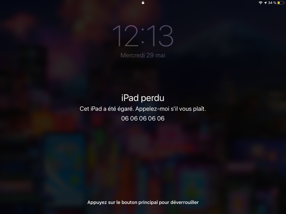 Afficher du message du mode perdu sur iPad