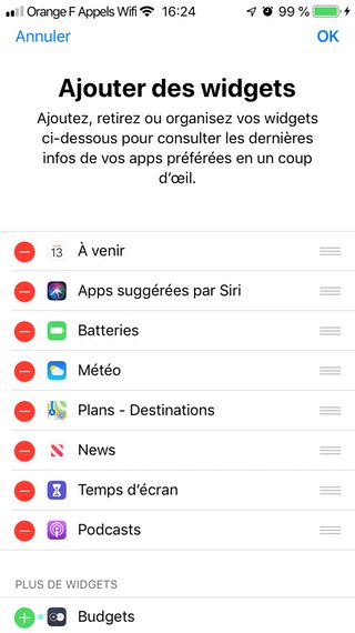 Gérer les widgets de l'affichage du jour sur iPhone