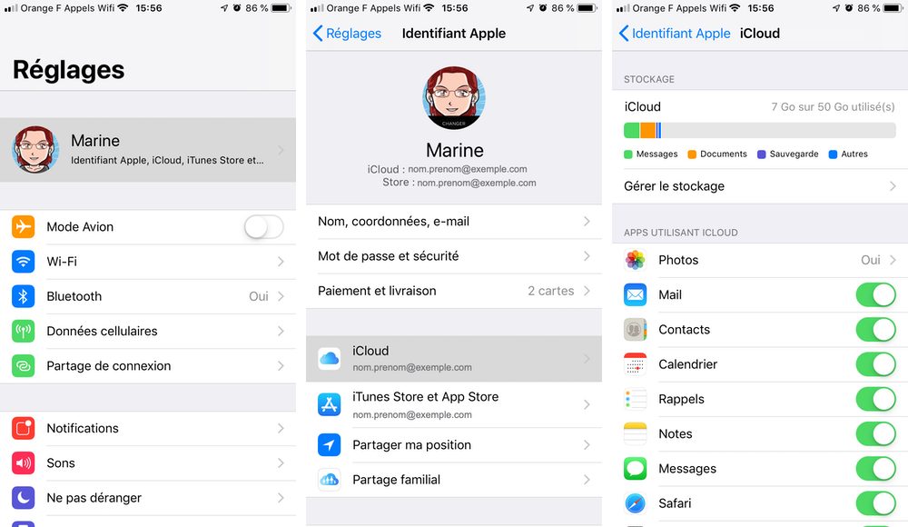 Configurer iCloud sur iPhone