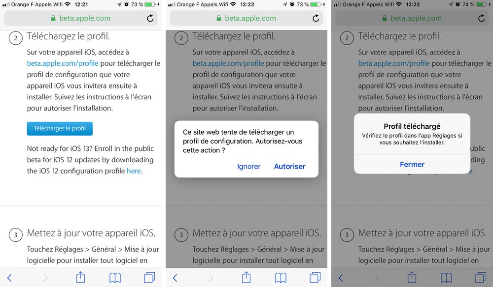 Télécharger le profil bêta iOS 13 et iPadOS