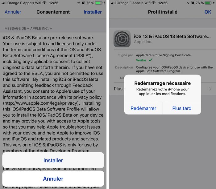 Installer le profil bêta d'iOS 13 et d'iPadOS