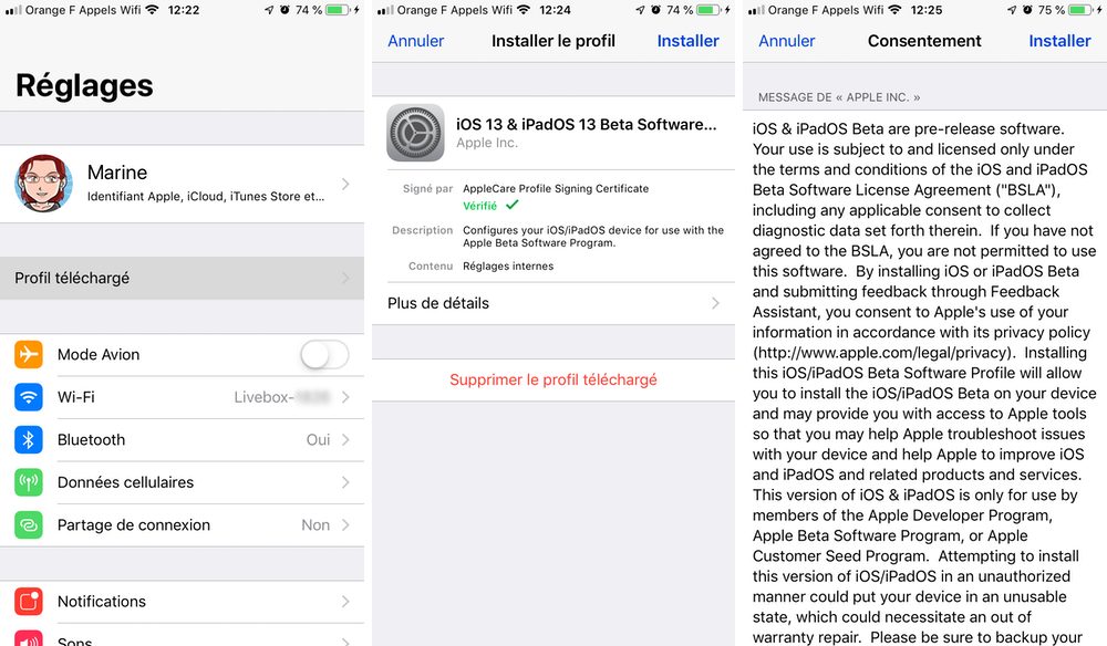 Installer le profil bêta d'iOS 13 et d'iPadOS
