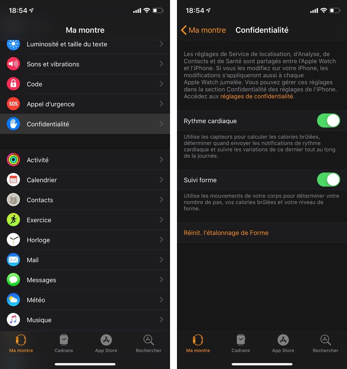 Activer désactiver la prise du rythme cardiaque sur l'Apple Watch