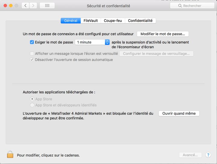 Autoriser MT4 Mac
