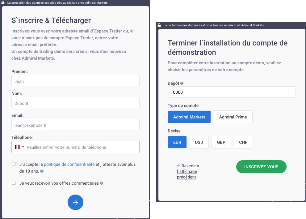 Formulaires à remplir pour télécharger MT4 Mac