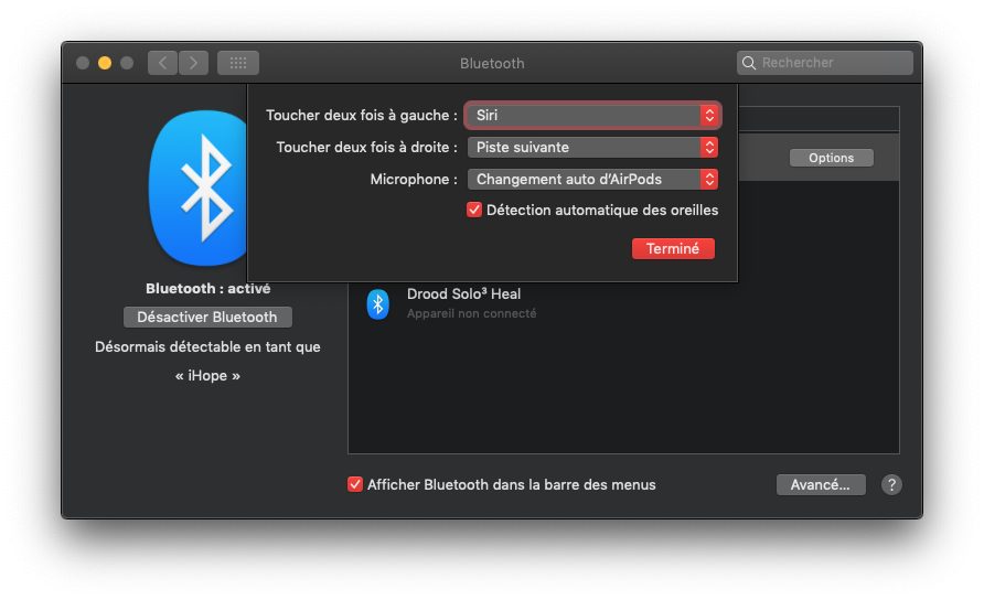 Configurer les AirPods sur Mac