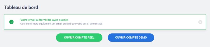 Après vérification de l'adresse e-mail