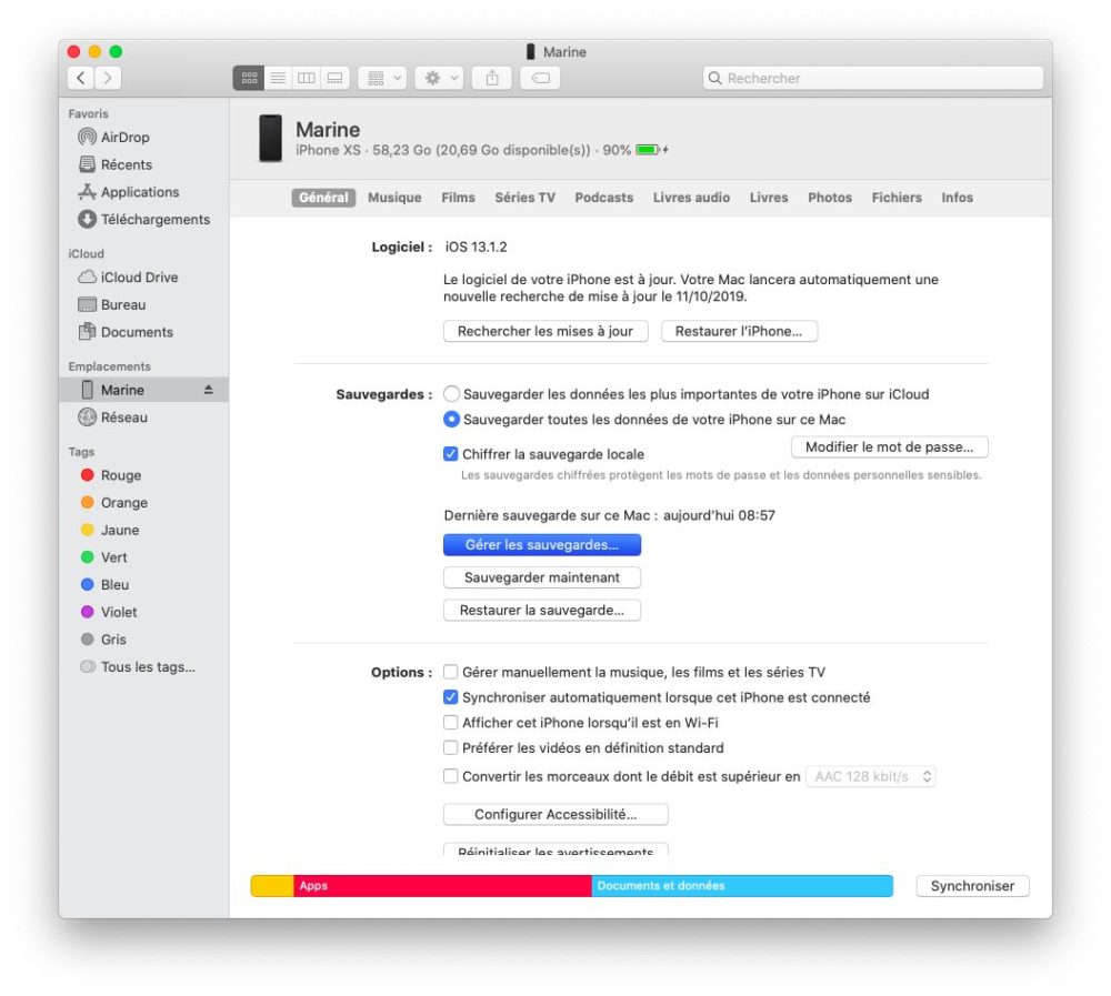 Gérer ses sauvegardes dans le Finder
