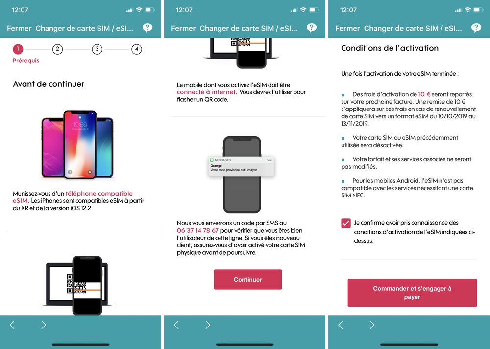 L'application Sosh pour activer (transférer) une eSIM