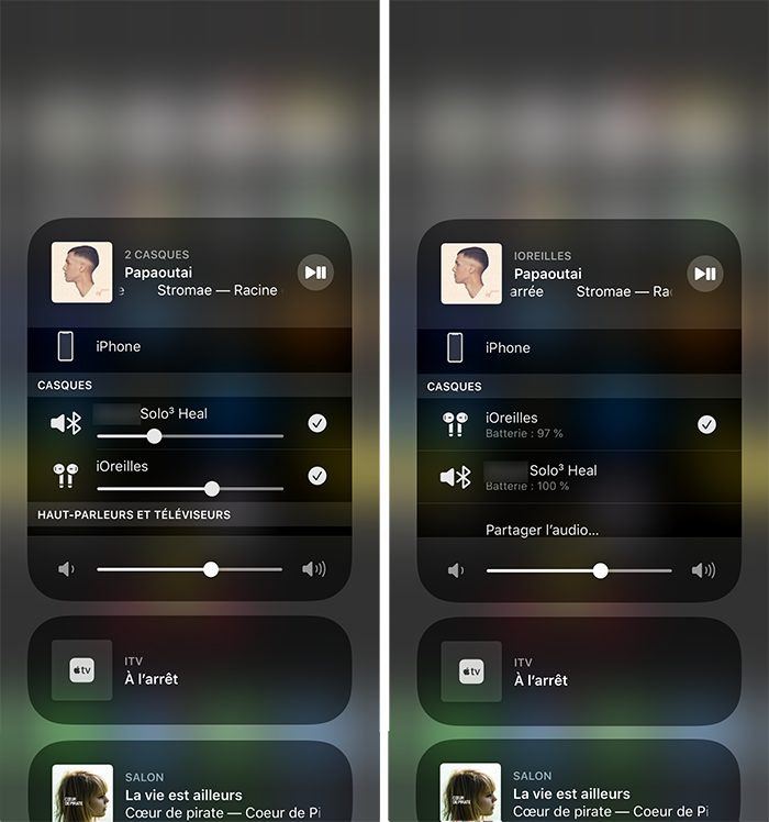 Arrêt du partage audio sur iPhone