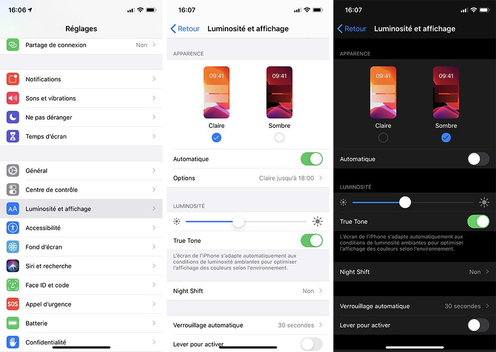 Activer le mode nuit sur iPhone