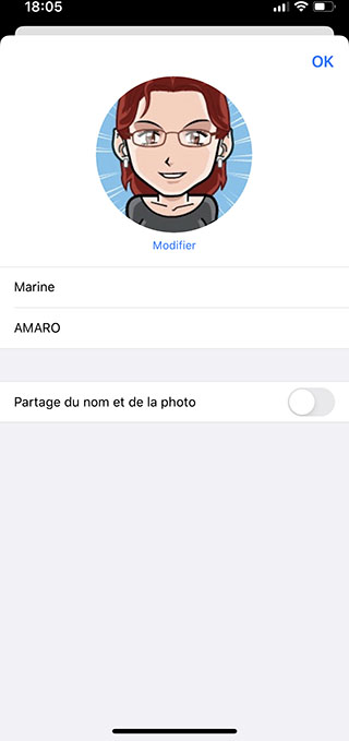 Désactiver la personnalisation de la fiche contact dans Messages