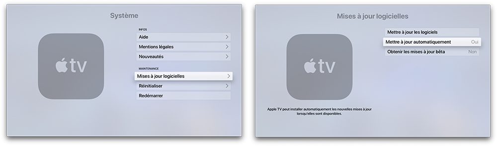 Mise à jour automatique Apple TV