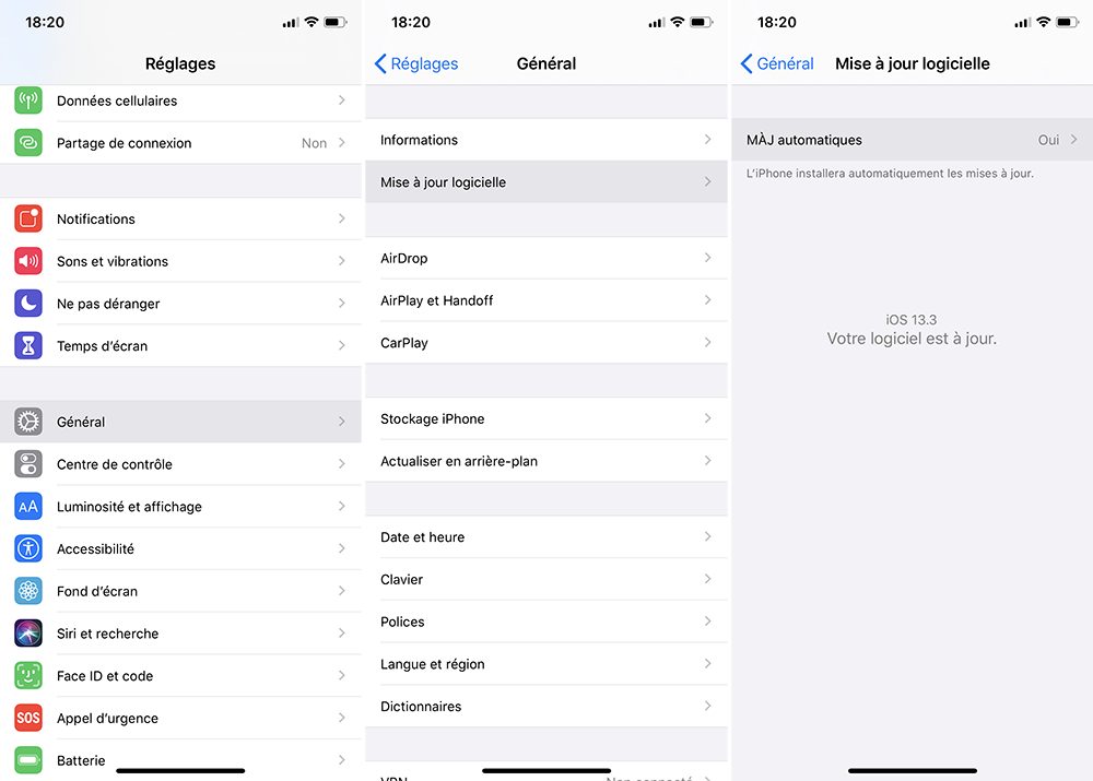 Les mises à jour sur iPhone