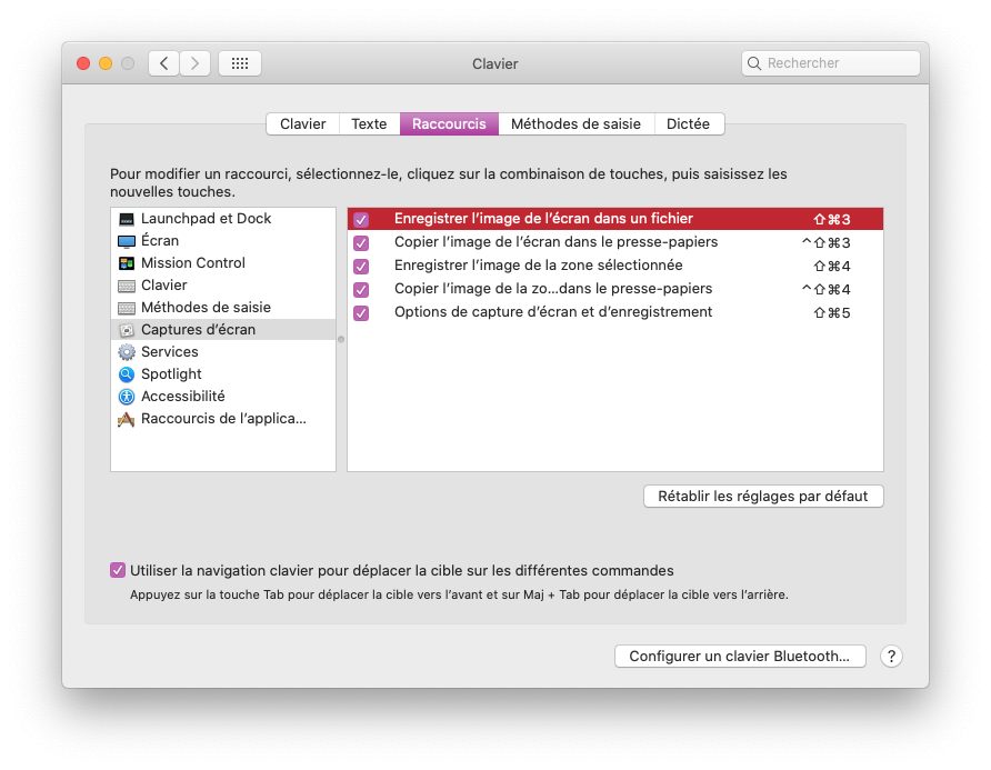 Les raccourcis clavier pour les captures d'écran sur Mac