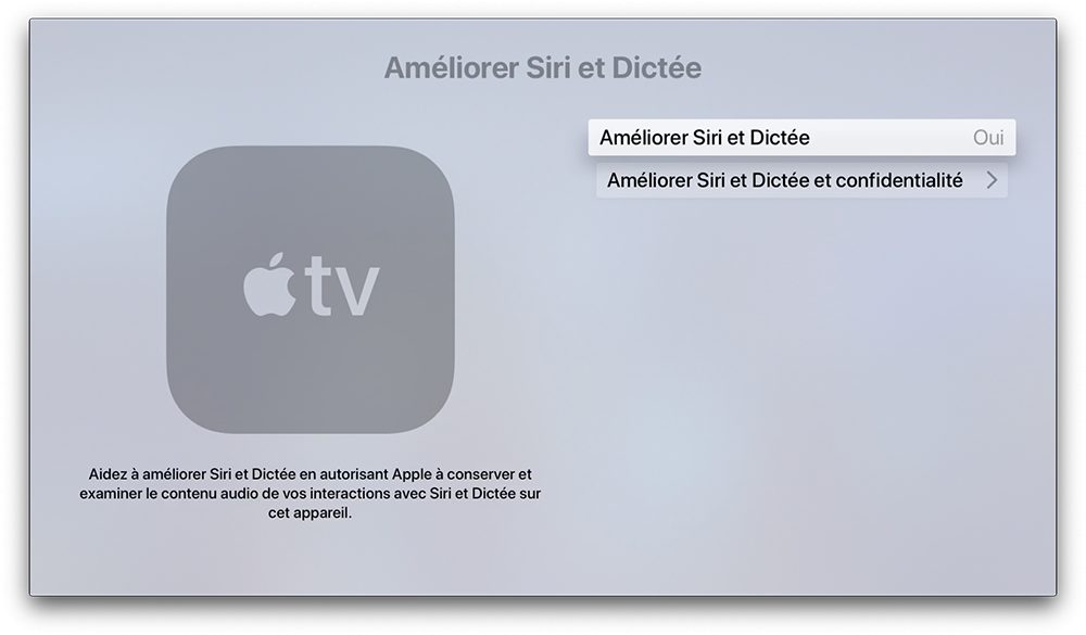 Empêcher Apple d'analyser vos requêtes vocales Siri sur Apple TV