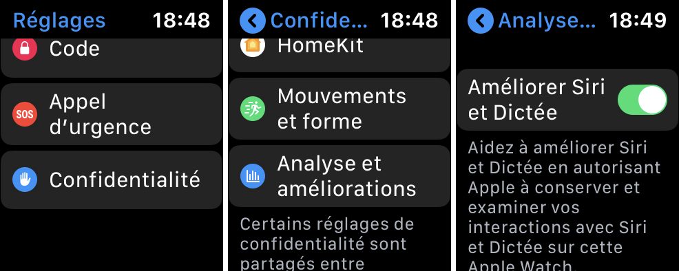 Empêcher Apple d'analyser vos requêtes vocales Siri sur Apple Watch