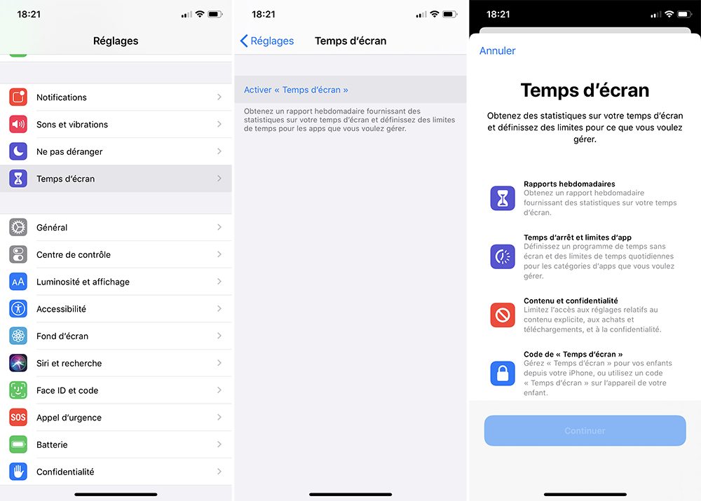 Activer Temps d'écran pour bloquer les achats intégrés