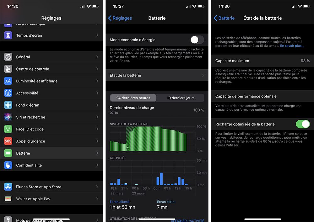 Activer la recharge optimisée de la batterie de votre iPhone
