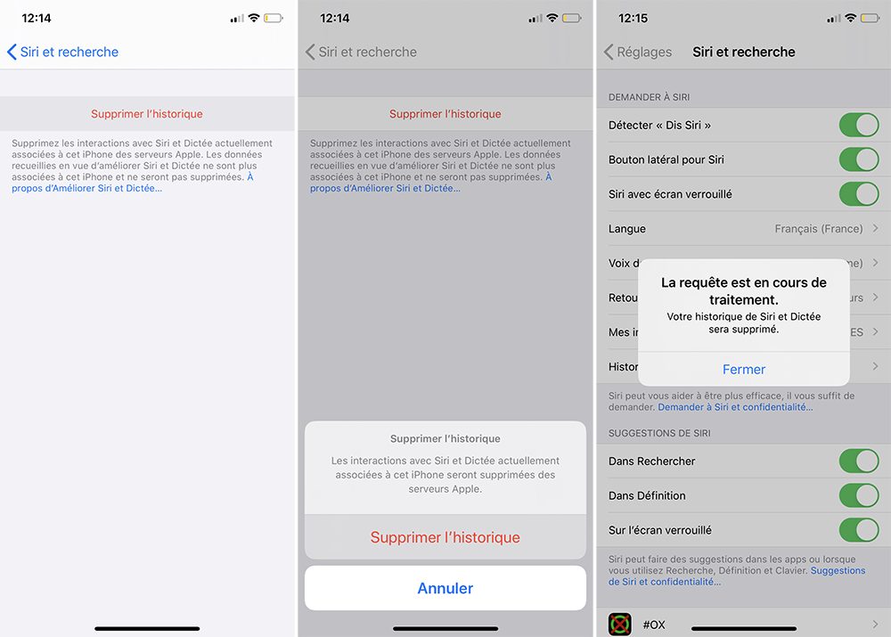 Effacer l'historique Siri sur iPhone