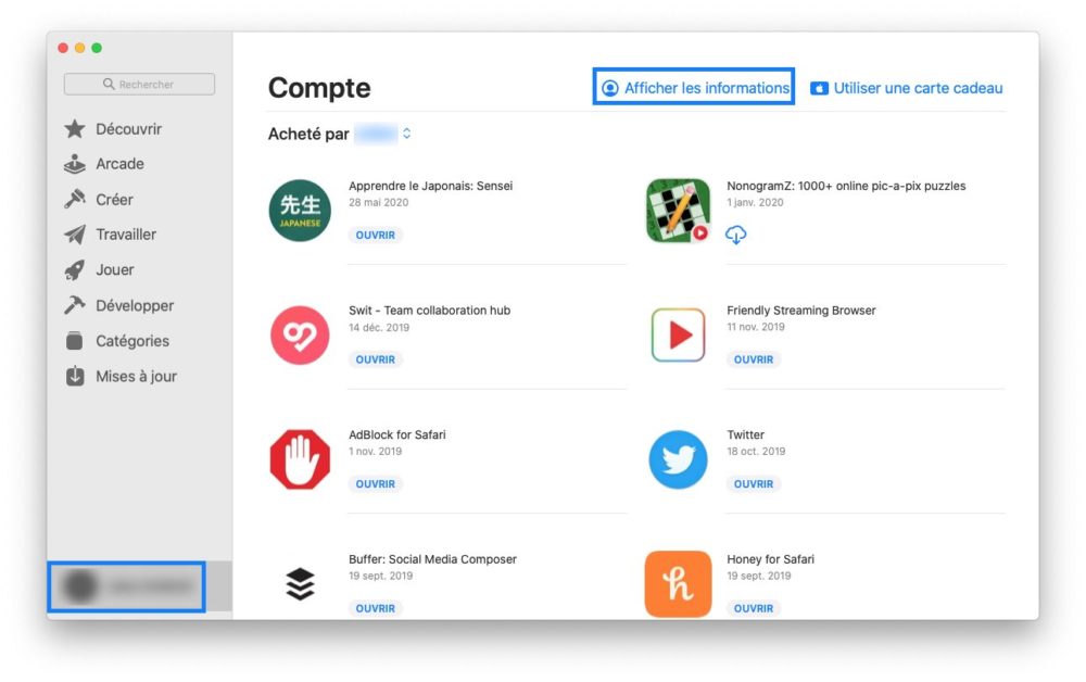 Gérer et résilier un abonnement depuis l'App Store sur Mac