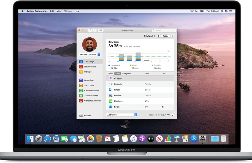 Contrôle parental avec Temps d'écran inclut dans macOS