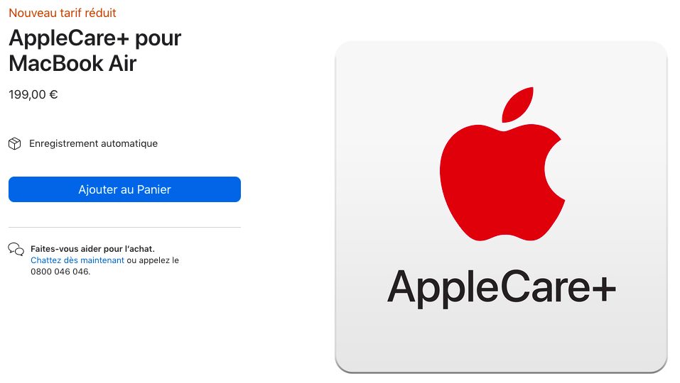 AppleCare Plus Pour MacBook Air Le prix de lAppleCare+ pour les MacBook Air et les MacBook Pro M1 est réduit