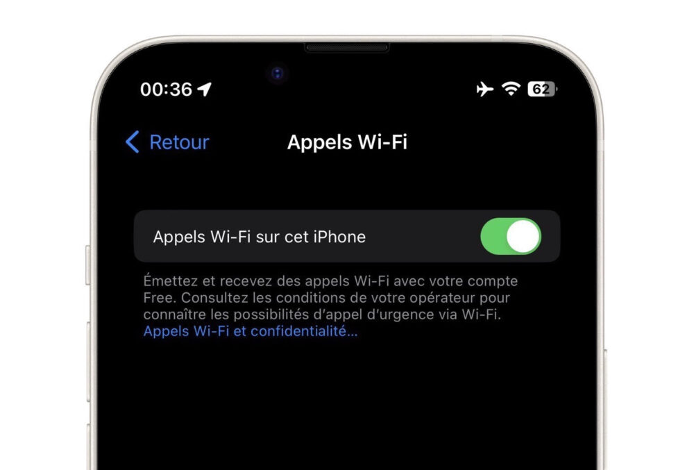 VoWiFi chez free sur iPhone