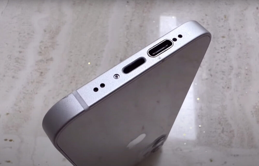 iPhone avec port USB-C et port Lightning