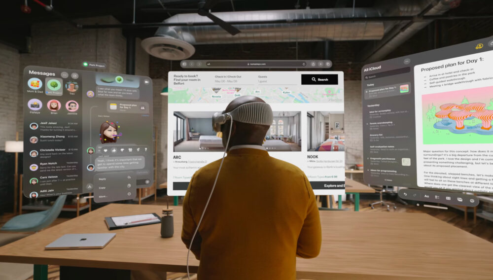 Apple Vision Pro Apps Environnement WWDC 2023 1000x568 [WWDC 2023] Vision Pro : voici le remarquable casque de réalité mixte dApple