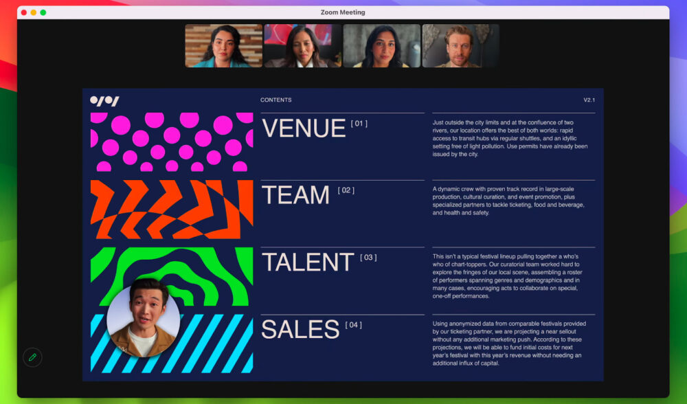 Presenter Overlay macOS Sonoma WWDC 2023 1000x588 [WWDC 2023] macOS Sonoma : des widgets interactifs, un mode jeu vidéo et plus