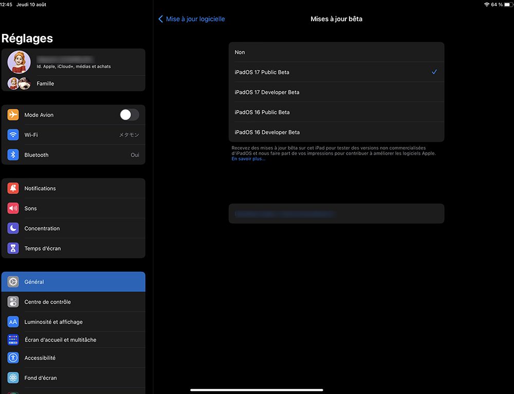 ipad reglages general maj logicielle maj beta choix Comment installer iPadOS 17 bêta sur votre iPad ?