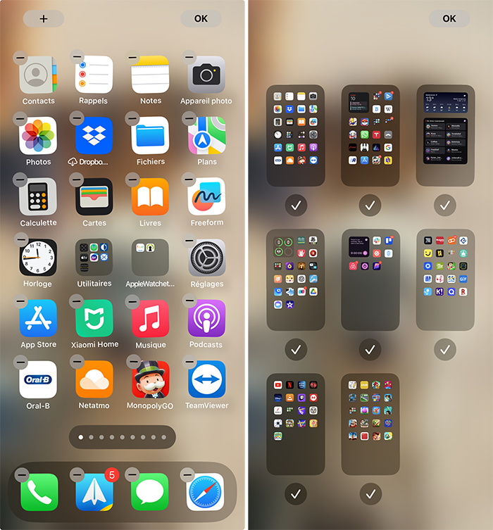 Vérifiez que chaque page d'app est cochée